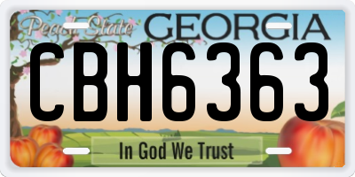 GA license plate CBH6363