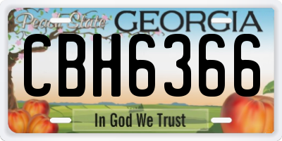 GA license plate CBH6366