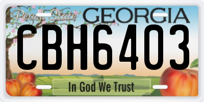 GA license plate CBH6403