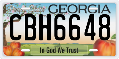 GA license plate CBH6648