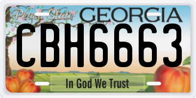 GA license plate CBH6663