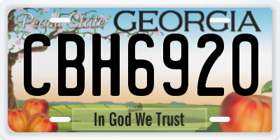GA license plate CBH6920