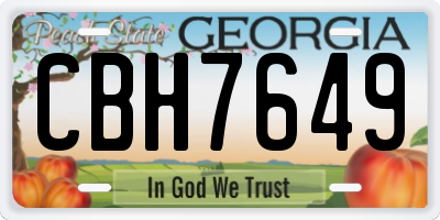 GA license plate CBH7649