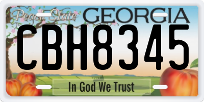 GA license plate CBH8345