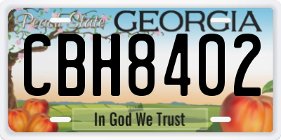 GA license plate CBH8402
