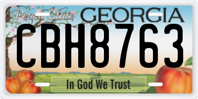 GA license plate CBH8763