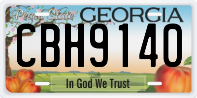 GA license plate CBH9140
