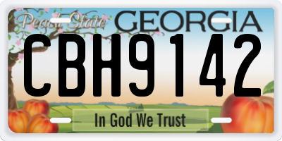 GA license plate CBH9142
