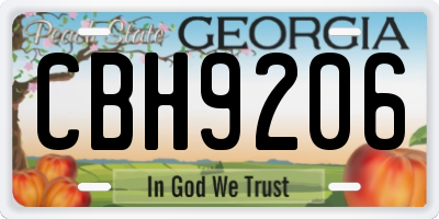 GA license plate CBH9206