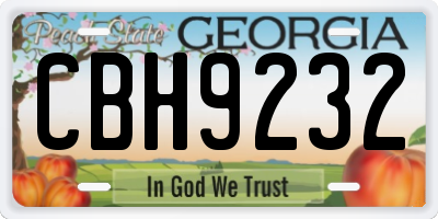 GA license plate CBH9232