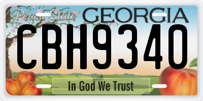 GA license plate CBH9340
