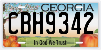GA license plate CBH9342