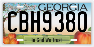 GA license plate CBH9380