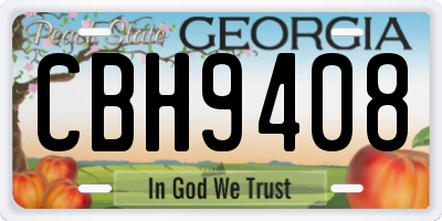 GA license plate CBH9408
