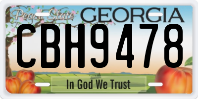 GA license plate CBH9478