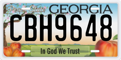 GA license plate CBH9648