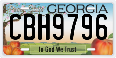 GA license plate CBH9796