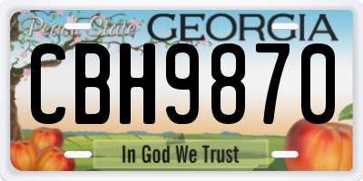 GA license plate CBH9870