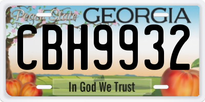 GA license plate CBH9932