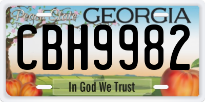 GA license plate CBH9982