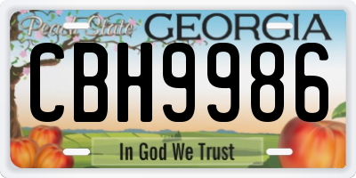 GA license plate CBH9986