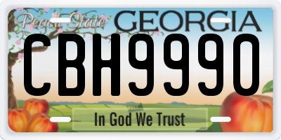 GA license plate CBH9990