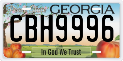 GA license plate CBH9996