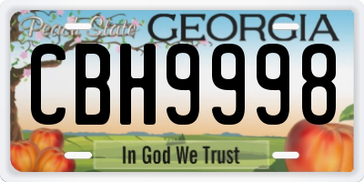 GA license plate CBH9998