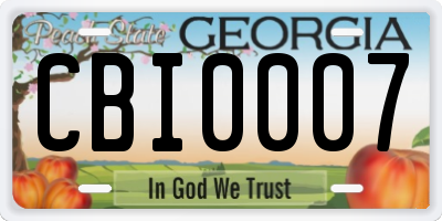 GA license plate CBI0007