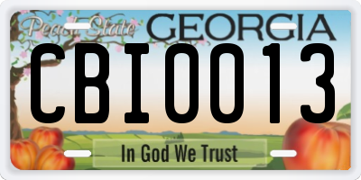 GA license plate CBI0013