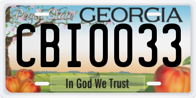 GA license plate CBI0033