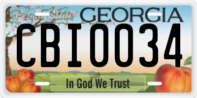 GA license plate CBI0034