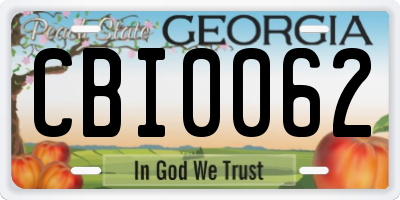 GA license plate CBI0062