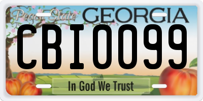 GA license plate CBI0099