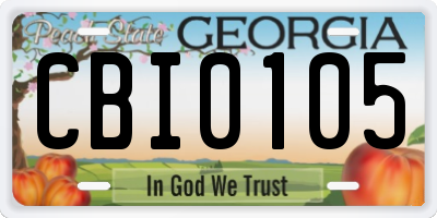 GA license plate CBI0105