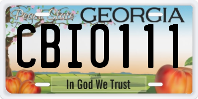 GA license plate CBI0111