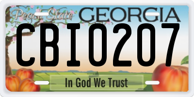 GA license plate CBI0207