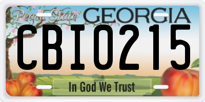 GA license plate CBI0215