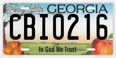 GA license plate CBI0216
