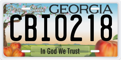 GA license plate CBI0218