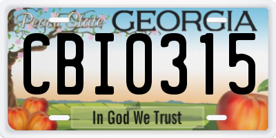 GA license plate CBI0315