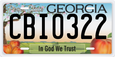 GA license plate CBI0322