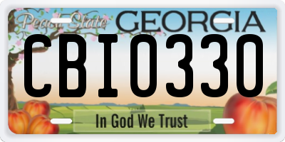 GA license plate CBI0330