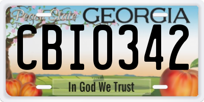 GA license plate CBI0342
