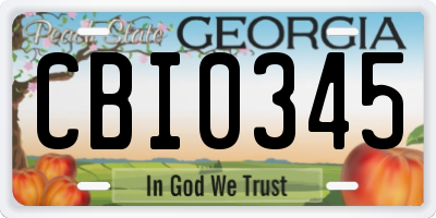 GA license plate CBI0345