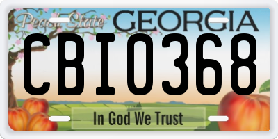 GA license plate CBI0368