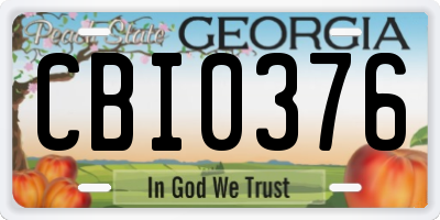 GA license plate CBI0376