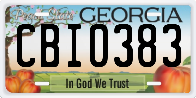 GA license plate CBI0383