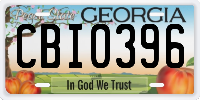 GA license plate CBI0396