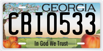 GA license plate CBI0533